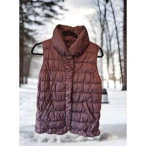 Coldwater‎ Creek Puffer Vest Women Large XS 4-6 Dark Purple Quilted Full Zip